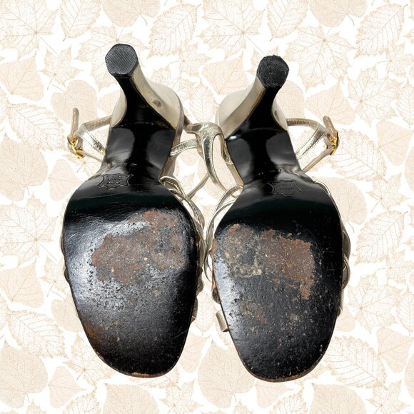 Rinaldi by Luigino D'Italia Silver 4" Sandal Heels - Size 7.5 - Picture 10 of 10